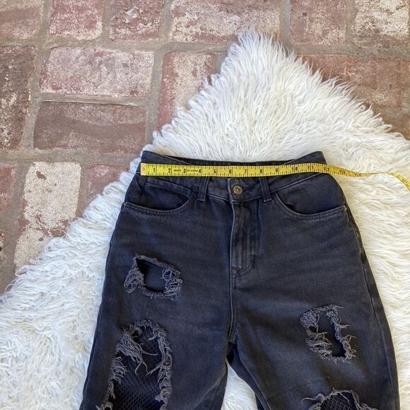 Zara Basic Z1975 Denim Women’s High Waisted Black High Rise Ripped Jeans Size 2 - Picture 7 of 13